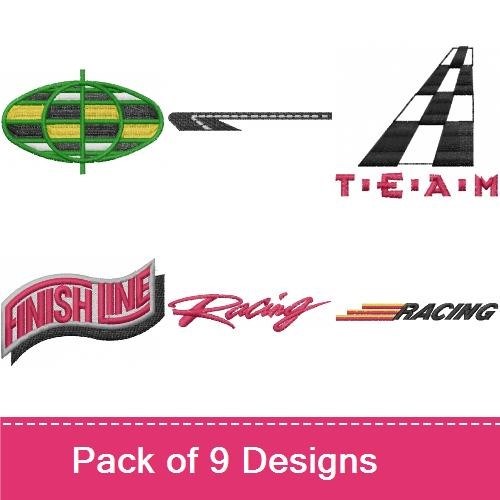 Motorsport Racing Embroidery Designs Bundle – Racing Word Art, Finish Line, Checkered Flag & More (9 Designs)