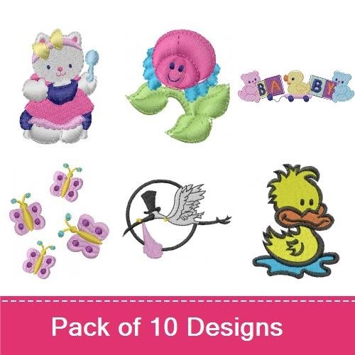 Cute Baby Animals & Toys Embroidery Bundle – Zebra, Sheep, Chick, Bunny & More (8 Designs)