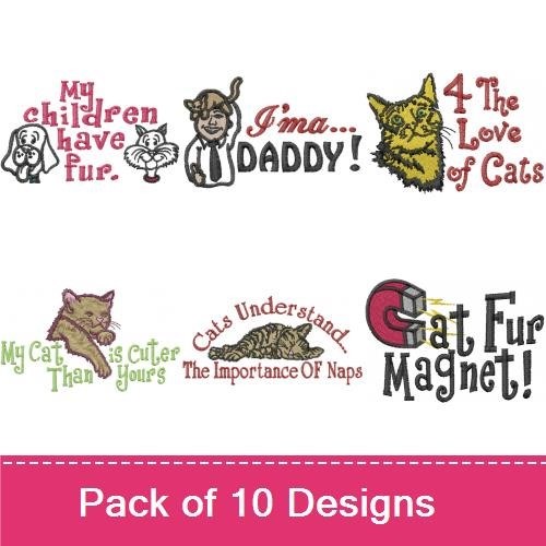 Cat-Themed Embroidery Bundle – Fun and Whimsical Designs (10 Designs)