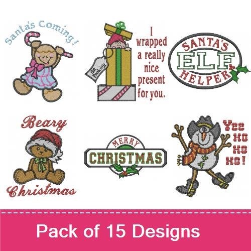 Christmas-Themed Embroidery Designs Bundle – Santa, Snowman, Christmas Tree & More (10 Designs)