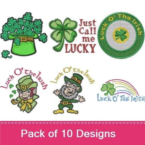 Lucky Shamrock & Leprechaun Embroidery Designs Bundle – Lucky Clover, Shamrock Wreath, Just Call Me Lucky & More (9 Designs)