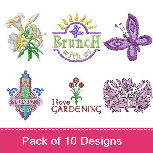 Spring Floral Embroidery Designs Bundle – Lily Bouquet, Butterfly, Tulip Cluster & More (8 Designs)