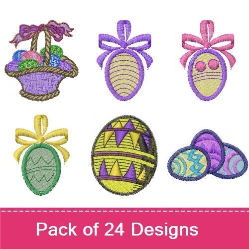 Easter Bunny & Eggs Embroidery Designs Bundle – Bunny with Trombone, Dancing Bunny, Decorated Easter Egg & More (17 Designs)
