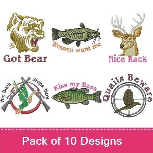 Outdoor Hunting & Fishing Embroidery Designs Bundle – Nice Rack Deer, Got Deer?, Buck Slayer & More (9 Designs)