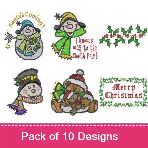 Christmas Characters Embroidery Bundle – North Pole Character, Christmas Tree, Snowman Family & More (8 Designs)