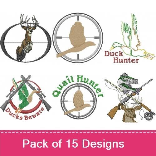 Hunting & Outdoor Embroidery Bundle – Deer, Duck, and Quail Designs (15 Designs)