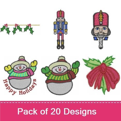Festive Holiday Embroidery Designs Bundle – Snowman with Heart, Snow Bunny, Holiday Gift Box & More (16 Designs)