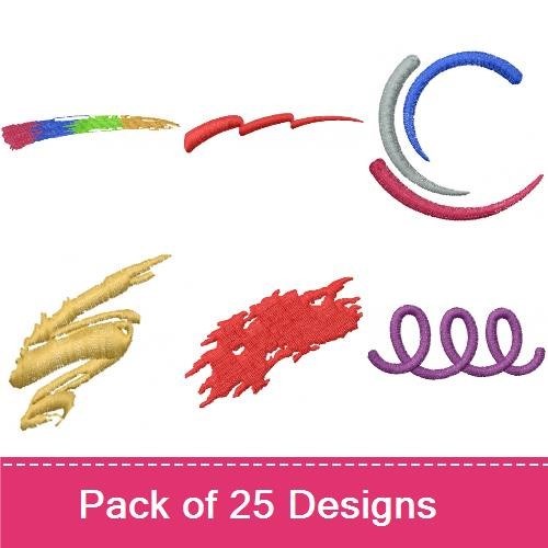 Modern Abstract Shapes Embroidery Designs Bundle – Yellow Triangle, Colorful Streak, Red Wave & More (23 Designs)
