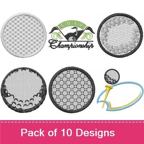 Golf Themed Embroidery Bundle – Golf Championship Emblem, Golf Tee, Golf Ball & More (10 Designs)