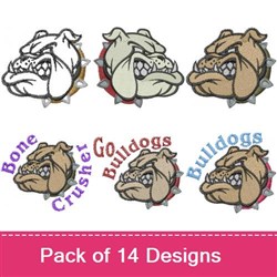 Bulldog Dogs Embroidery Designs Bundle – Bone Crusher & Bulldogs (14 Designs)