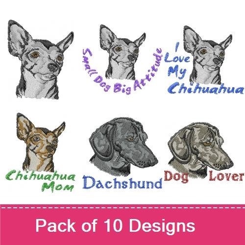 Chihuahua & Dachshund Embroidery Bundle – Dog Lover Designs (10 Designs)