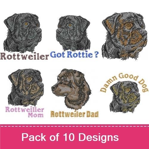 Rottweiler Embroidery Bundle – Dog Lover Designs (10 Designs)