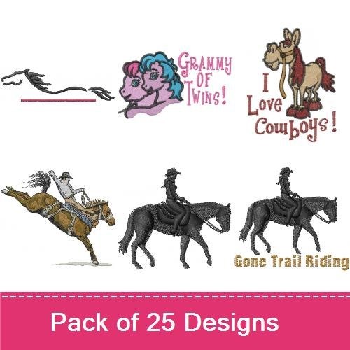 Western & Equestrian Embroidery Bundle – Horse Head, Got Carrots, Galloping Horse & More (20 Designs)