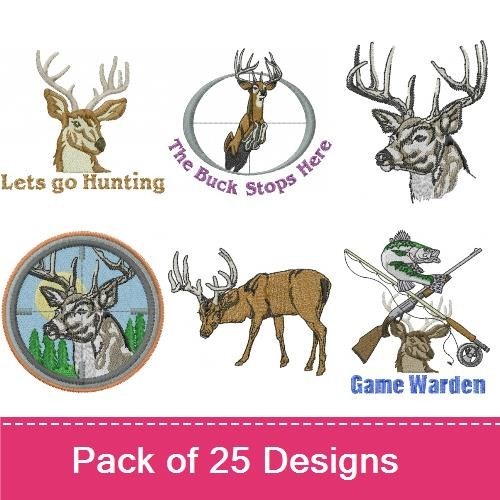 Deer Hunting Embroidery Designs Bundle – Deer Silhouette, Deer Whisperer Phrase, Got Deer Phrase & More (25 Designs)