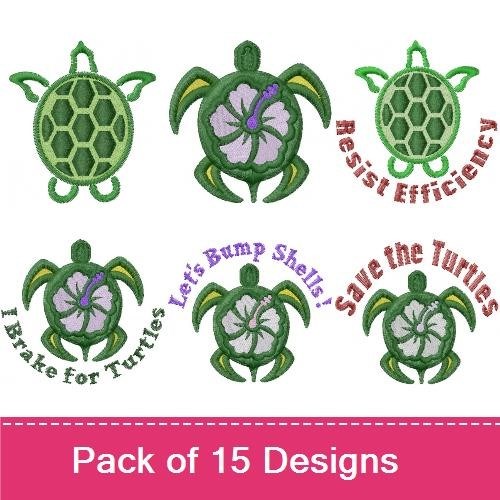 Reptiles & Turtles Embroidery Designs Bundle – Turtle, Lizard, Save the Turtles & More (14 Designs)