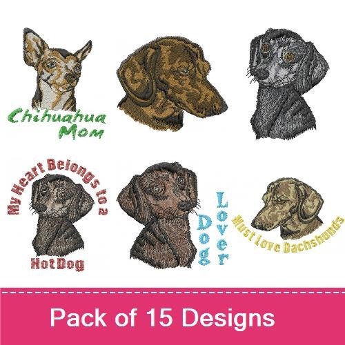 Chihuahua & Dachshund Embroidery Bundle – Dog Lover Designs (15 Designs)