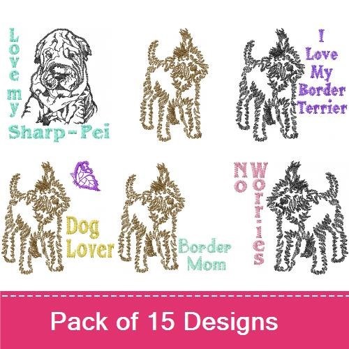 Sharp-Pei & Border Terrier Embroidery Bundle – Dog Lover Designs (15 Designs)