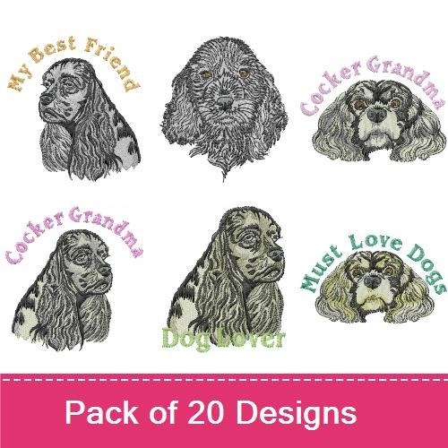 Cocker Spaniel Embroidery Bundle – Dog Lover Designs (20 Designs)