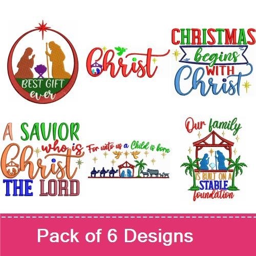 Christmas Nativity Embroidery Designs Bundle – Nativity Scene with Star, Best Gift Ever Ornament, & More (6 Designs)