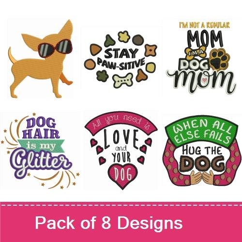 Chihuahua & Dog Quotes Embroidery Bundle – Fun Dog Designs (8 Designs)