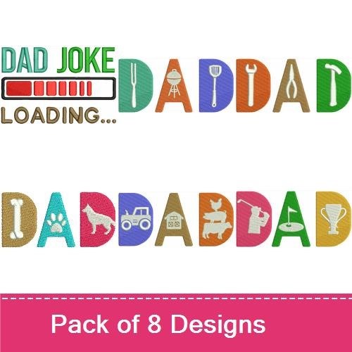 Dad Joke Embroidery Bundle – Fun Tools, Animals, Vehicles & More (8 Designs)