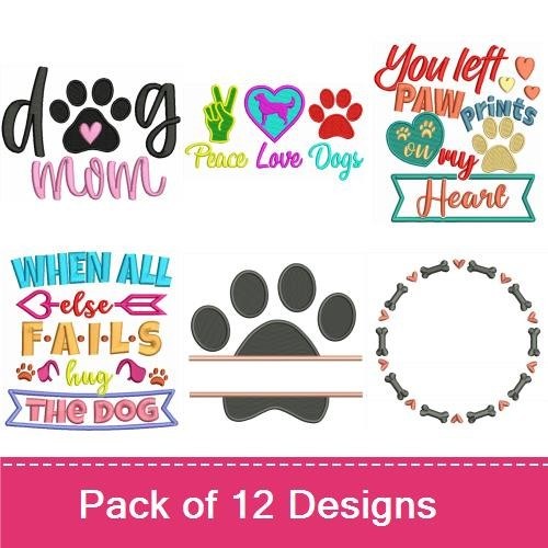 Dog Themed Embroidery Bundle – Heartfelt Designs (12 Designs)