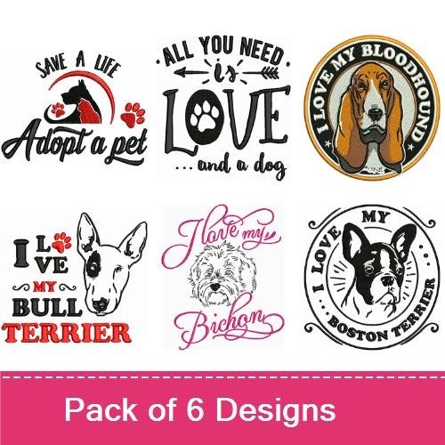 Dog Breed Embroidery Bundle – Adoptions & Love Designs (6 Designs)