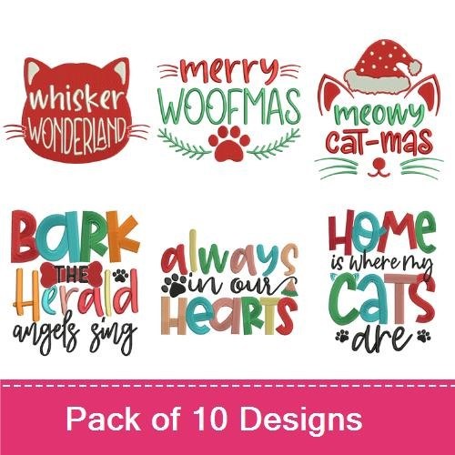 Pet Holiday Embroidery Bundle – Whisker Wonderland & Merry Woofmas (10 Designs)