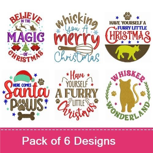 Christmas Pet Embroidery Bundle – Furry Designs (6 Designs)