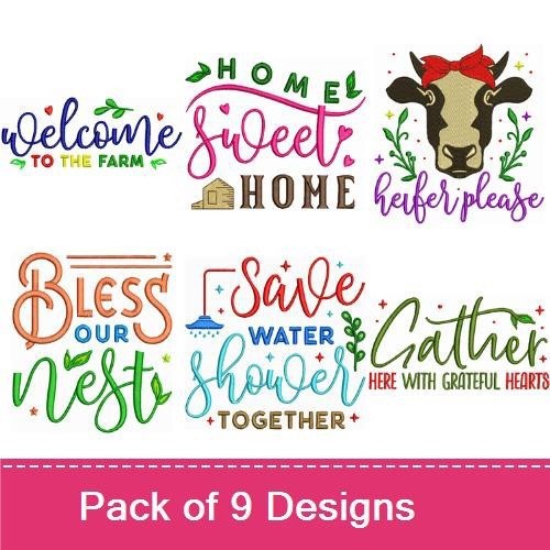 Farmhouse & Rustic Home Embroidery Bundle – Heartfelt Designs (6 Designs)