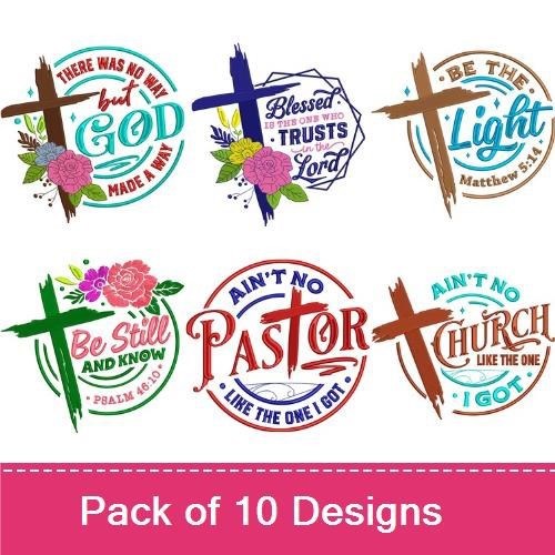 Floral Inspirational Quotes Embroidery Designs Bundle – Consider how the Wildflowers Grow, Trust in the Lord, & More (10 Designs)