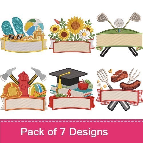 Seasonal & Hobby Name Drop Embroidery Design Pack