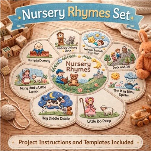 Nursery Rhymes Embroidery Bundle - Storybook Children Rhymes Medallion 9 Designs