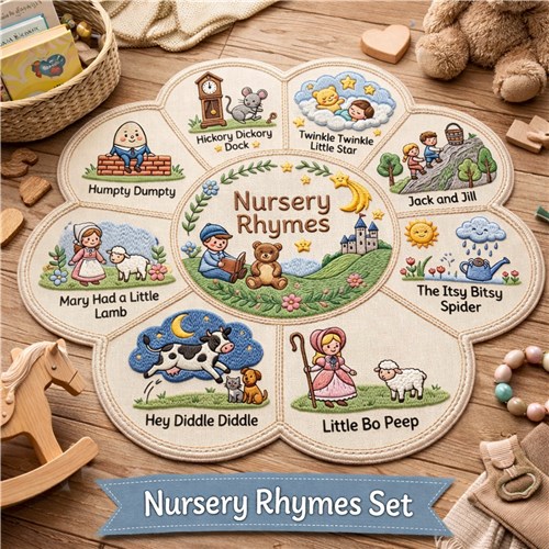 Nursery Rhymes Embroidery Bundle - Storybook Children Rhymes Medallion 9 Designs