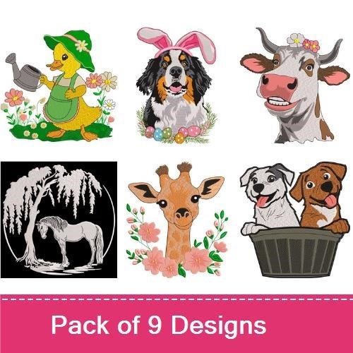 Gardener Duck & Animal Embroidery Bundle – Farm Friends (9 Designs)