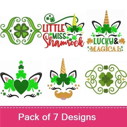Irish Unicorn Shamrock Clover Set