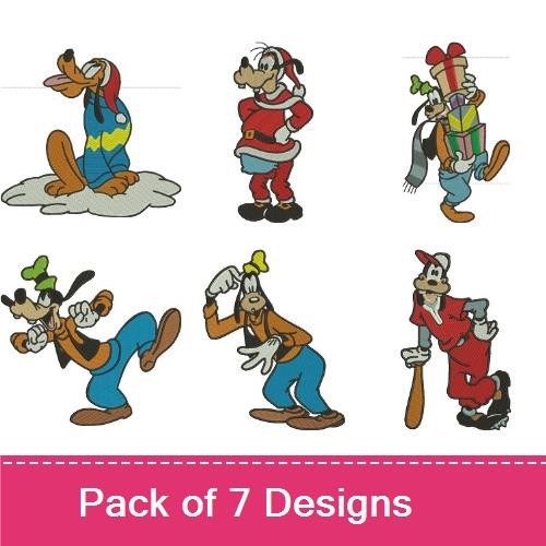 Goofy & Pluto Embroidery Bundle – Holiday Fun (7 Designs)