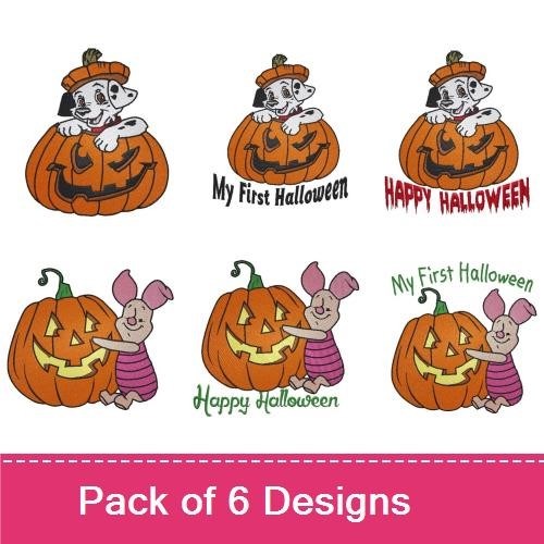 Pumpkin & Halloween Embroidery Bundle – Cat, Pig & More (6 Designs)