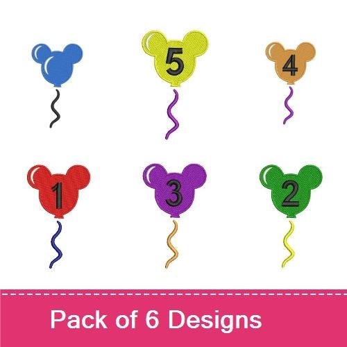 Colorful Balloon Embroidery Designs Bundle – Red, Green, Blue, Yellow & More (6 Designs)
