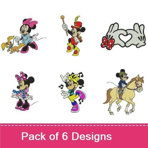 Minnie Mouse Embroidery Bundle – Fun Character Designs (6 Designs)