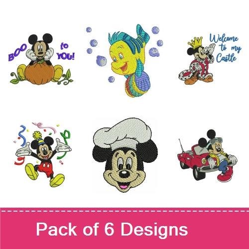 Mickey Mouse Celebration Embroidery Bundle – Mickey with Confetti, Chef Mickey, & More (6 Designs)