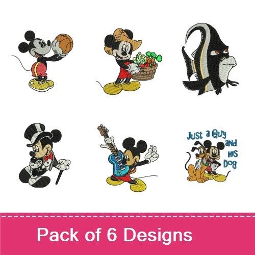 Mickey Mouse Embroidery Bundle – Fun Character Designs (6 Designs)