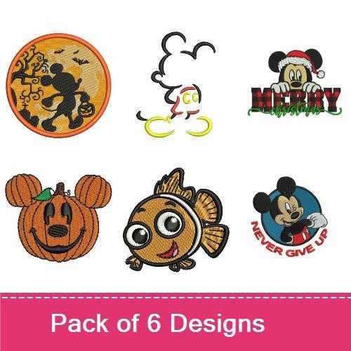 Mickey Mouse Halloween Embroidery Designs Bundle – Mickey Pumpkin, Halloween Silhouette, Candy & More (6 Designs)
