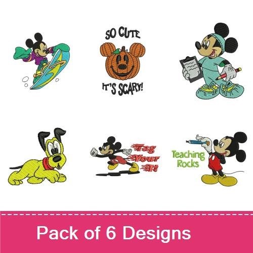Mickey Mouse Embroidery Bundle – Fun and Festive Designs (6 Designs)