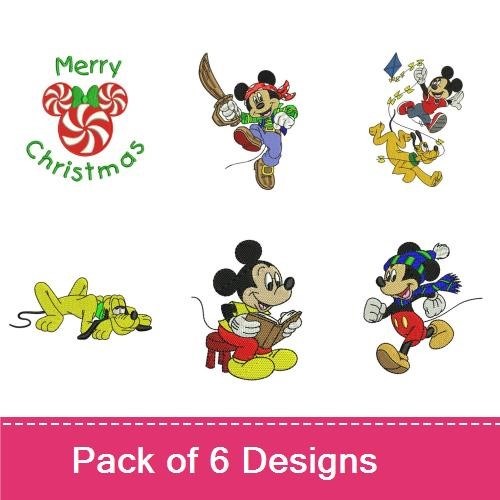 Mickey Mouse Christmas Embroidery Bundle – Festive Designs (6 Designs)