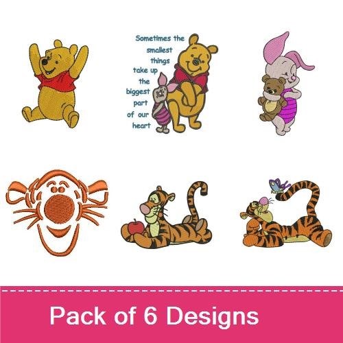 Winnie the Pooh and Friends Embroidery Bundle – Tigger, Piglet, Pooh & More (6 Designs)