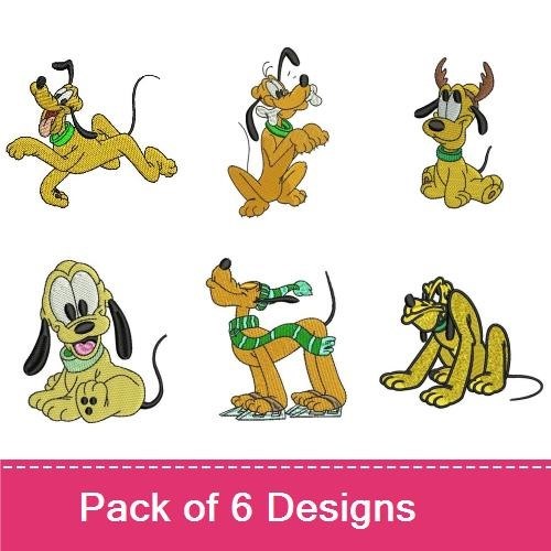 Pluto Embroidery Bundle – Disney's Beloved Dog (6 Designs)
