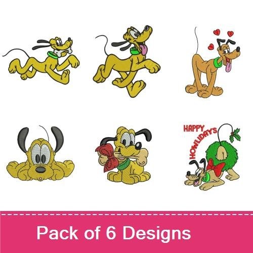 Pluto Embroidery Bundle – Fun & Festive Characters (6 Designs)