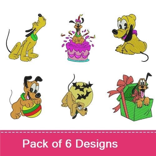 Pluto Embroidery Bundle – Fun & Playful Designs (6 Designs)