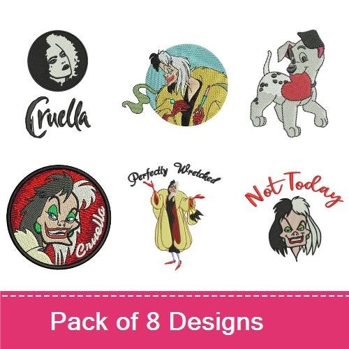 Cruella De Vil Embroidery Bundle – Disney Characters (8 Designs)